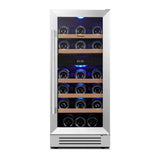 34" X 15" Silver Stainless Steel Dual Compartment Wine Refrigerator - Homeroots - Flyclothing LLC