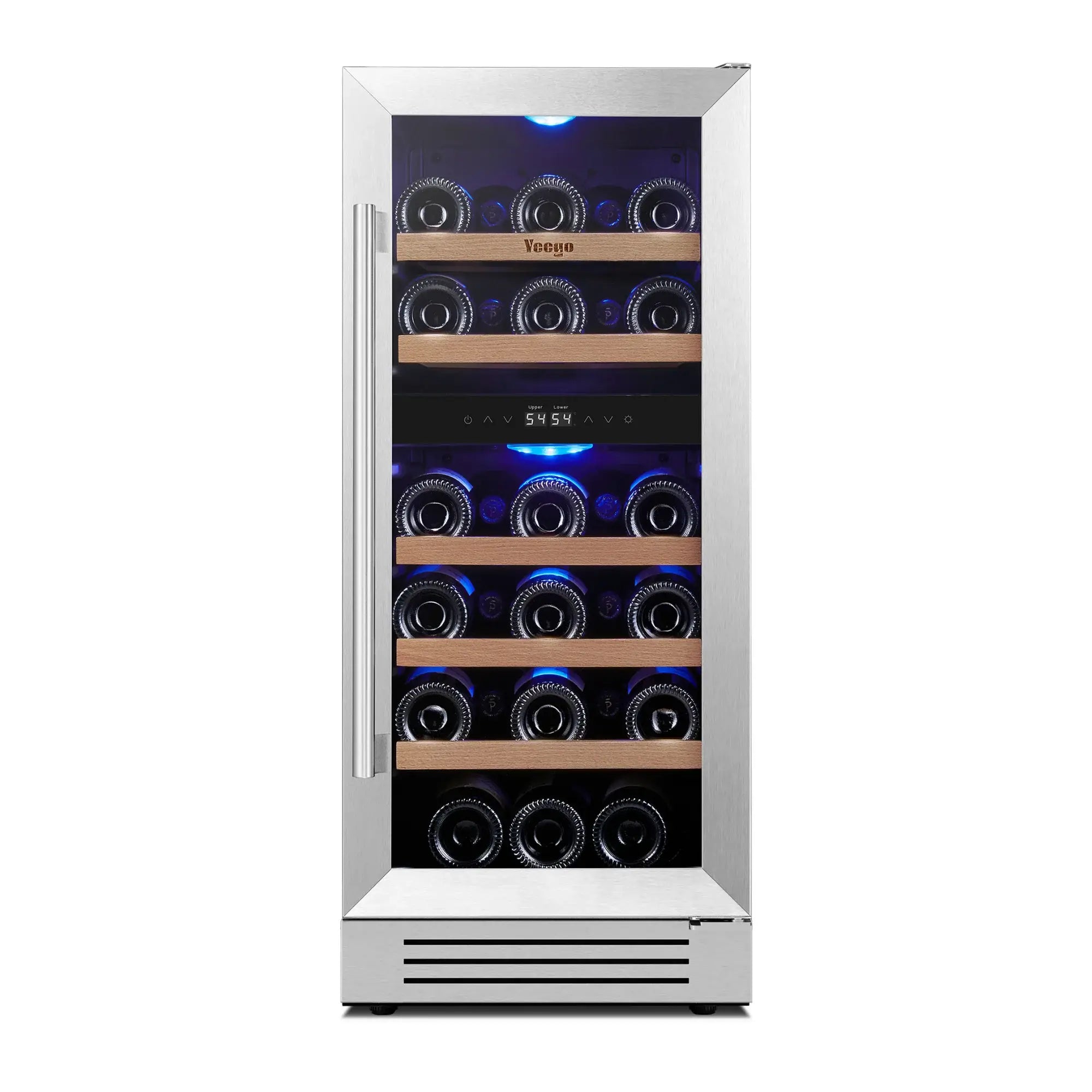 34" X 15" Silver Stainless Steel Dual Compartment Wine Refrigerator - Homeroots - Flyclothing LLC