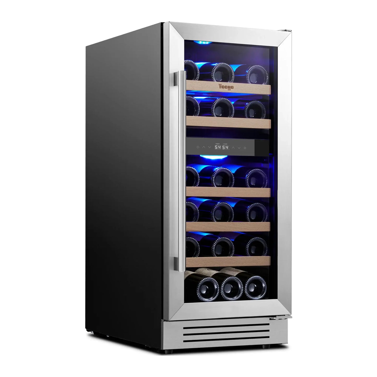 34" X 15" Silver Stainless Steel Dual Compartment Wine Refrigerator - Homeroots - Flyclothing LLC