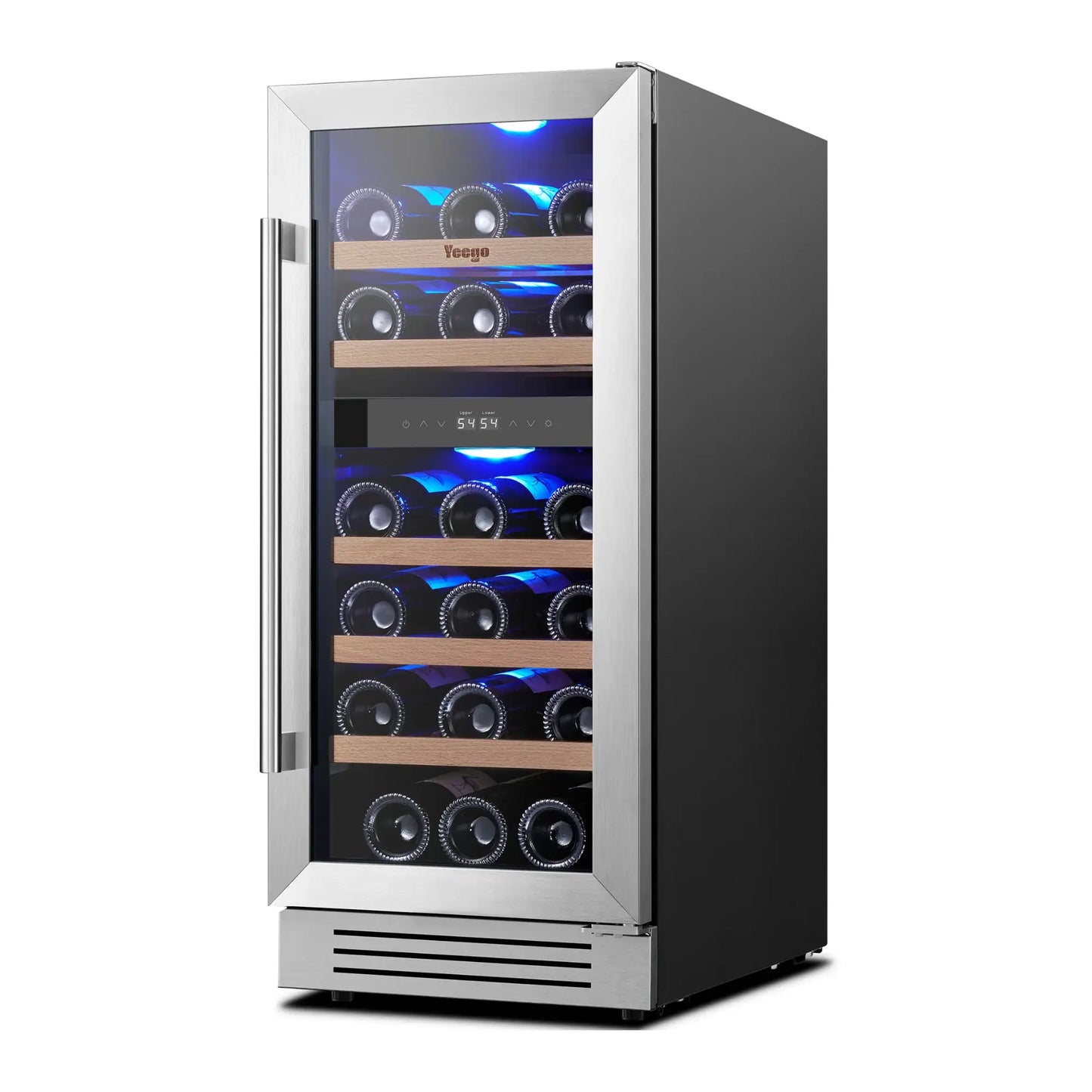 34" X 15" Silver Stainless Steel Dual Compartment Wine Refrigerator - Homeroots - Flyclothing LLC
