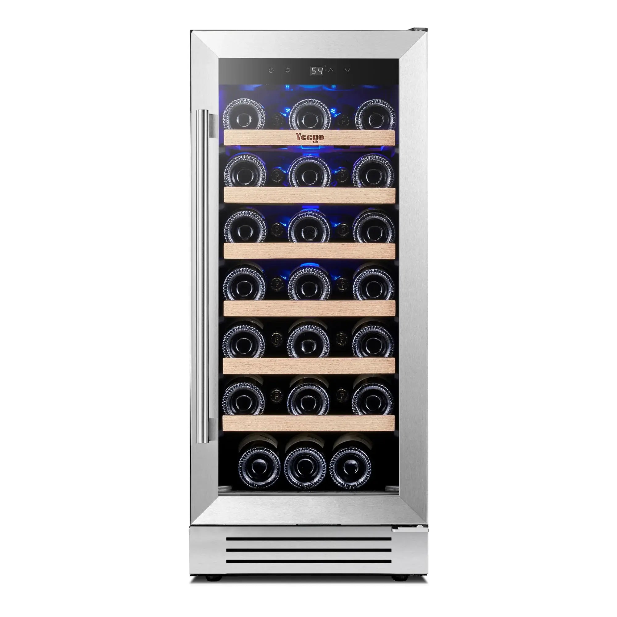 34" X 15" Silver Stainless Steel Single Compartment Wine Refrigerator - Homeroots - Flyclothing LLC