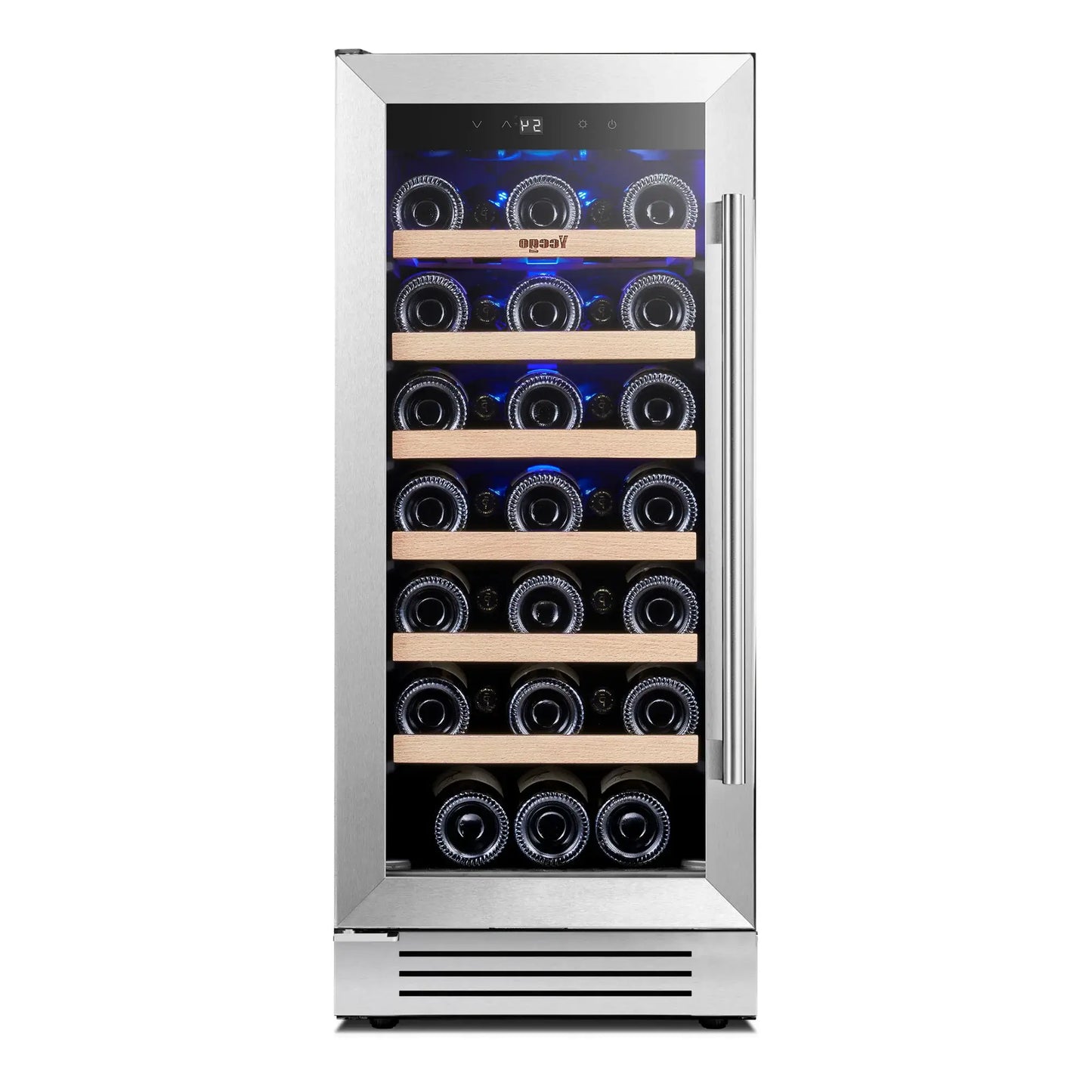 34" X 15" Silver Stainless Steel Single Compartment Wine Refrigerator - Homeroots - Flyclothing LLC