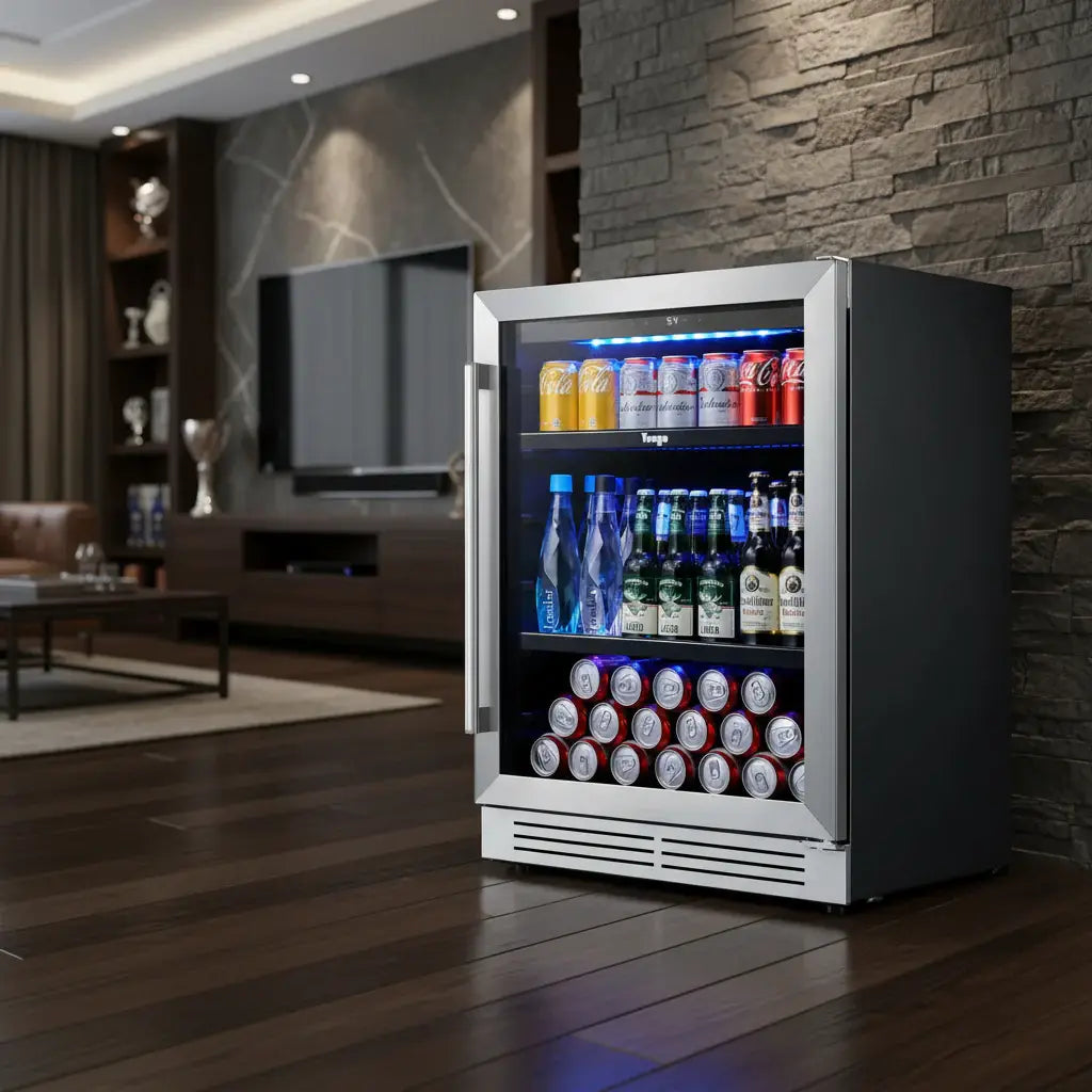 32" X 24" Silver Stainless Steel Single Compartment Can Beverage Refrigerator - Homeroots - Flyclothing LLC