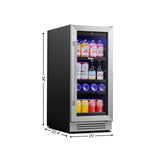 34" X 15" Silver and Black Stainless Steel Single Compartment Can Beverage Refrigerator - Homeroots - Flyclothing LLC