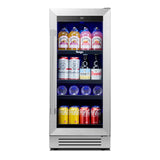 34" X 15" Silver and Black Stainless Steel Single Compartment Can Beverage Refrigerator - Homeroots - Flyclothing LLC