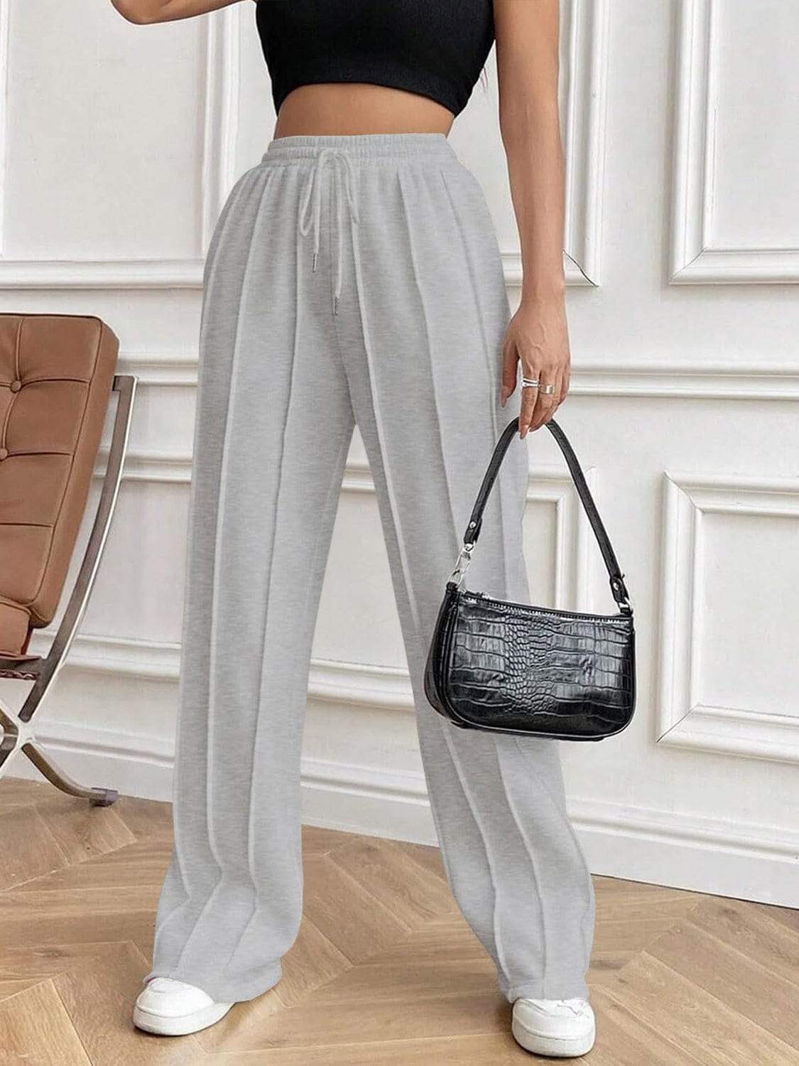 Drawstring Elastic Waist Pants with Pockets - Trendsi - Flyclothing LLC