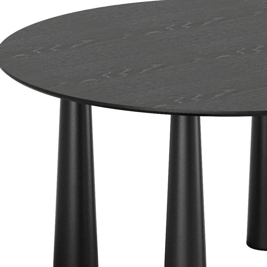 59" Black Solid Wood Round Top Dining Table - HomeRoots - Flyclothing LLC