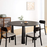 59" Black Solid Wood Round Top Dining Table - HomeRoots - Flyclothing LLC