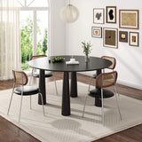 59" Black Solid Wood Round Top Dining Table - HomeRoots - Flyclothing LLC