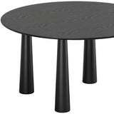 59" Black Solid Wood Round Top Dining Table - HomeRoots - Flyclothing LLC