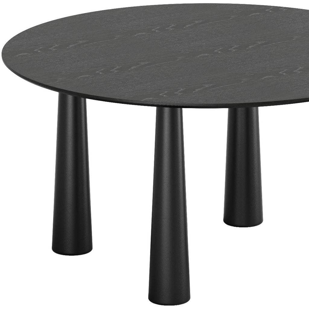 59" Black Solid Wood Round Top Dining Table - HomeRoots - Flyclothing LLC