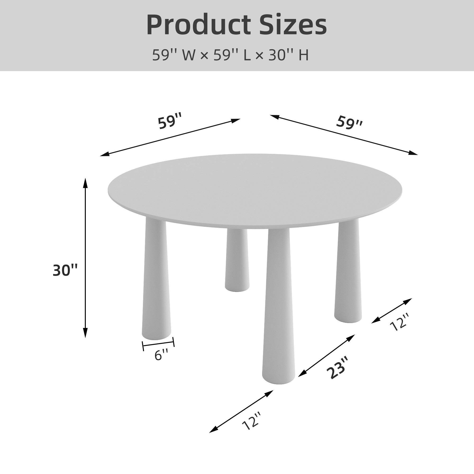 59" Black Solid Wood Round Top Dining Table - HomeRoots - Flyclothing LLC