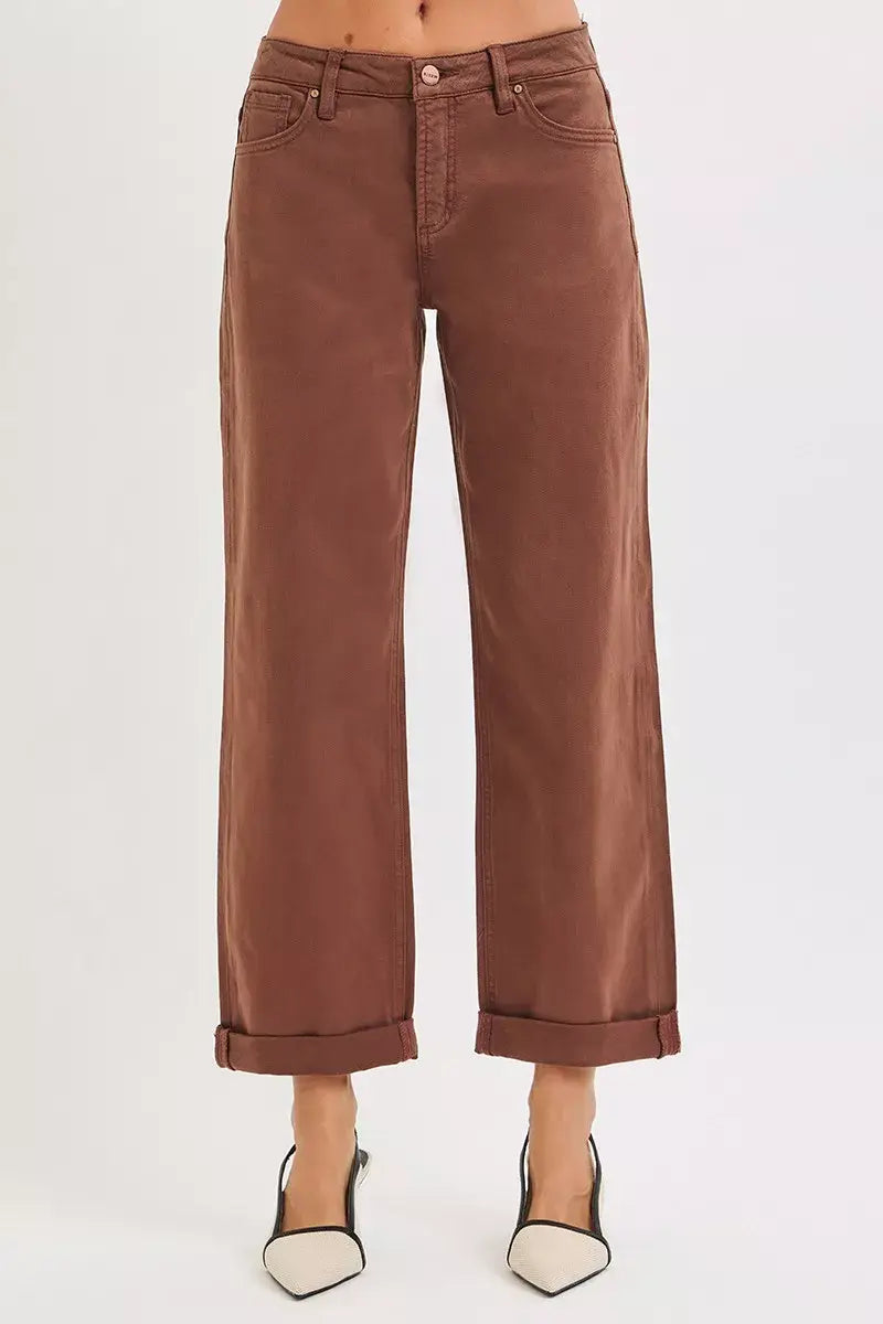 RISEN Full Size Tummy Control Mid Rise Ankle Barrel Baggy Plus Size - Trendsi - Flyclothing LLC