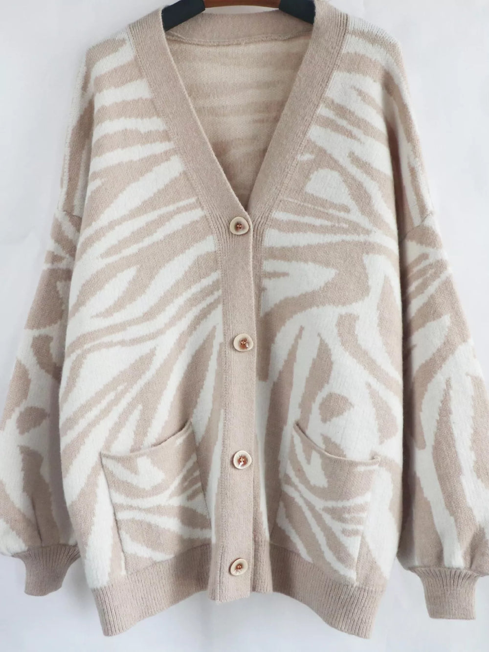 Zebra Print Button Up Cardigan - Trendsi - Flyclothing LLC