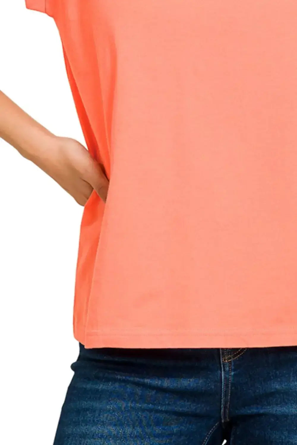 Zenana Round Neck Folded Short Sleeve T-Shirt - Trendsi - Flyclothing LLC