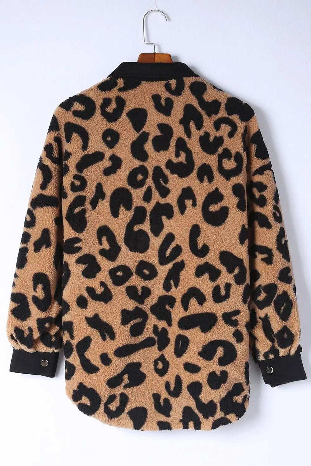 Leopard Button Up Long Sleeve Jacket - Trendsi - Flyclothing LLC