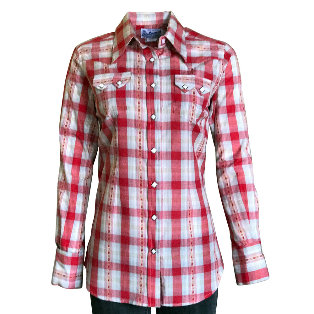 Rockmount Ranch Ware Women's Shadow Plaid Dobby Lurex Western Shirt in Red