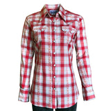 Rockmount Ranch Ware Women's Shadow Plaid Dobby Lurex Western Shirt in Red