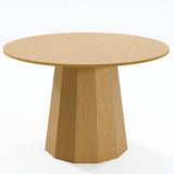 46" Oak Wood Pedestal Base Straight Edge Round Top Dining Table - HomeRoots - Flyclothing LLC