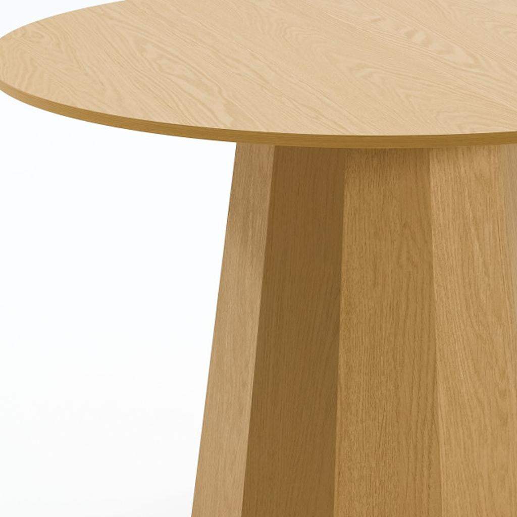 46" Oak Wood Pedestal Base Straight Edge Round Top Dining Table - HomeRoots - Flyclothing LLC