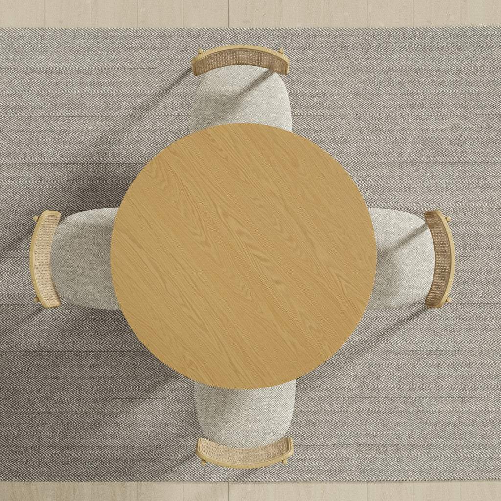 46" Oak Wood Pedestal Base Straight Edge Round Top Dining Table - HomeRoots - Flyclothing LLC