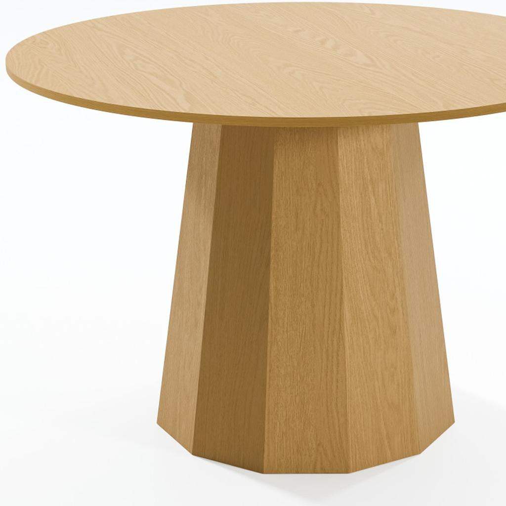 46" Oak Wood Pedestal Base Straight Edge Round Top Dining Table - HomeRoots - Flyclothing LLC