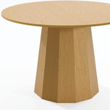 46" Oak Wood Pedestal Base Straight Edge Round Top Dining Table - HomeRoots - Flyclothing LLC