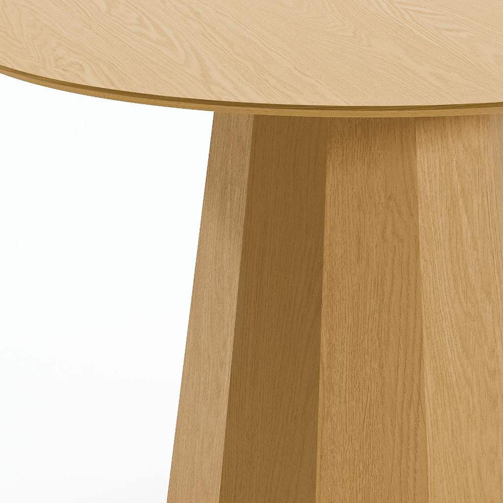 46" Oak Wood Pedestal Base Beveled Edge Round Top Dining Table - HomeRoots - Flyclothing LLC