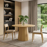 46" Oak Wood Pedestal Base Round Top Dining Table - HomeRoots - Flyclothing LLC