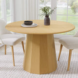 46" Oak Wood Pedestal Base Round Top Dining Table - HomeRoots - Flyclothing LLC