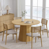 46" Oak Wood Pedestal Base Round Top Dining Table - HomeRoots - Flyclothing LLC