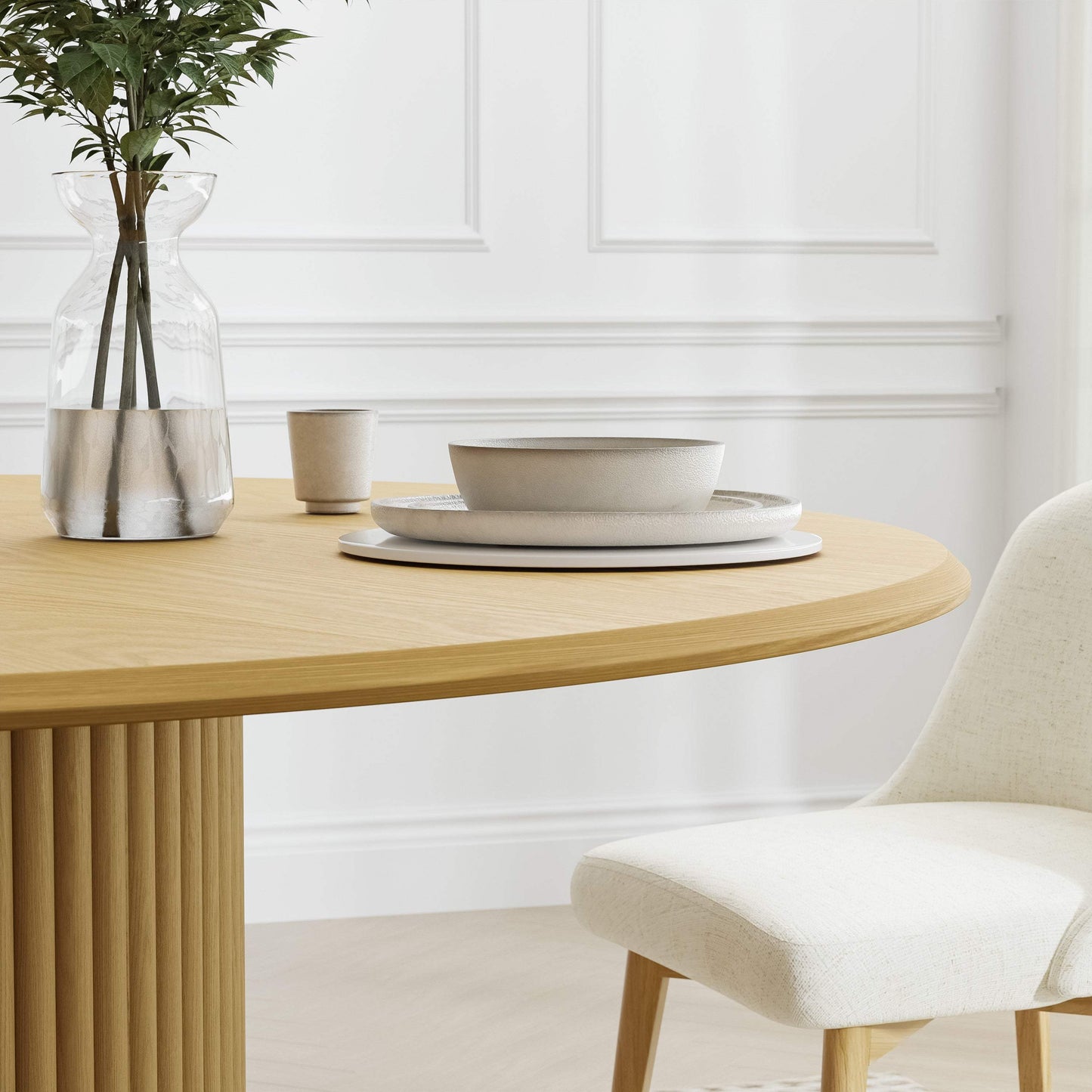 46" Oak Wood Pedestal Base Round Top Dining Table - HomeRoots - Flyclothing LLC