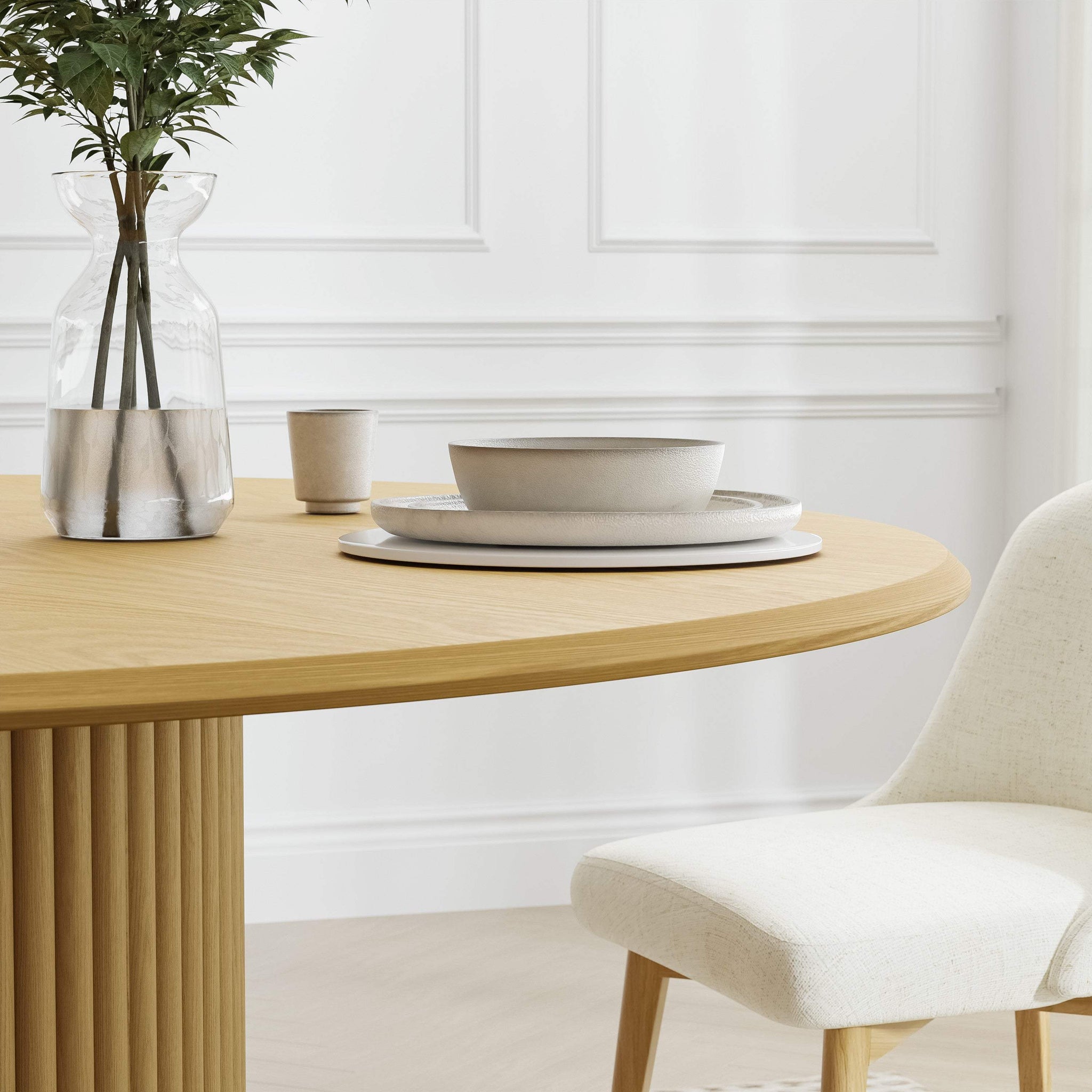 46" Oak Wood Pedestal Base Round Top Dining Table - HomeRoots - Flyclothing LLC
