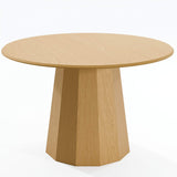 46" Oak Wood Pedestal Base Round Top Dining Table - HomeRoots - Flyclothing LLC