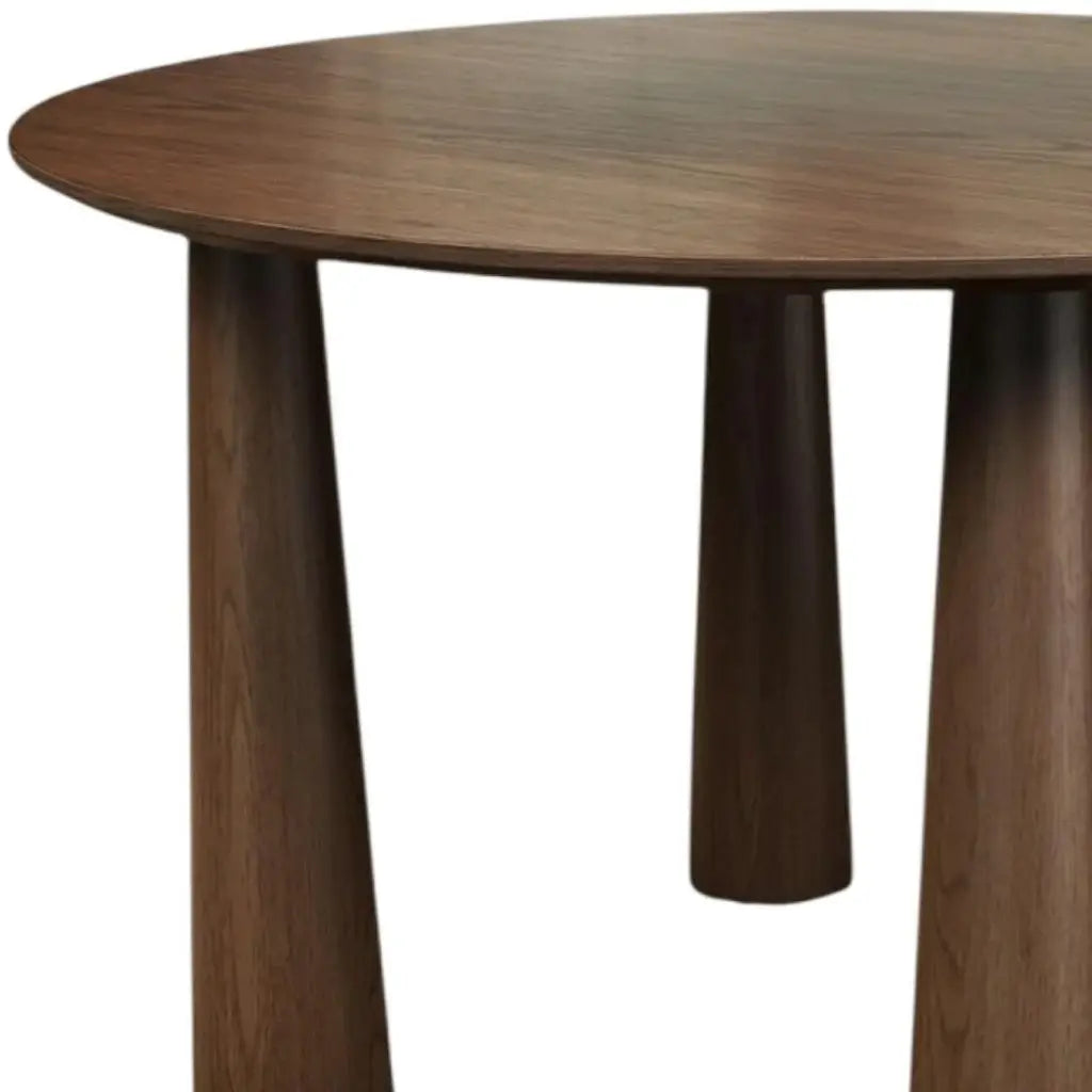 52" Walnut Solid Wood Round Top Dining Table - Homeroots - Flyclothing LLC