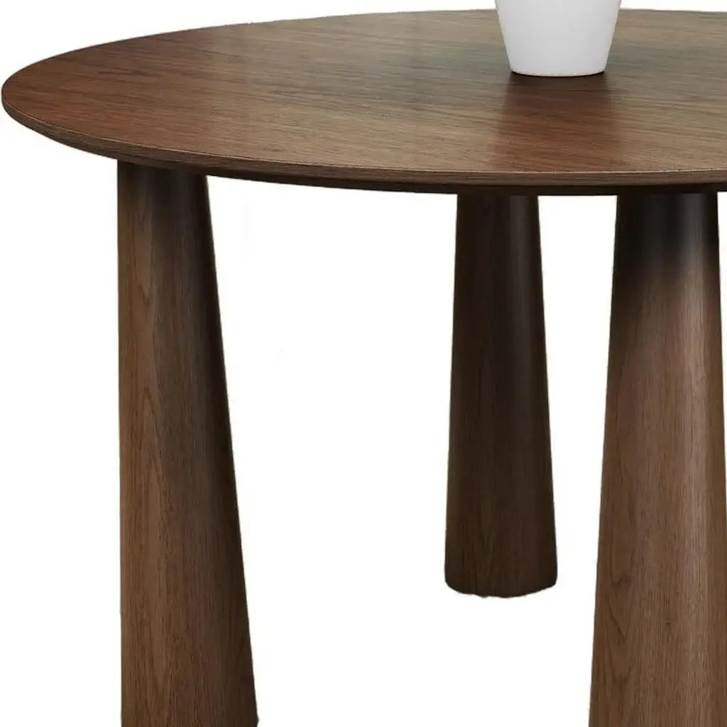 52" Walnut Solid Wood Round Top Dining Table - Homeroots - Flyclothing LLC