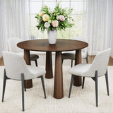 59" Walnut Wood Round Top Dining Table - HomeRoots - Flyclothing LLC