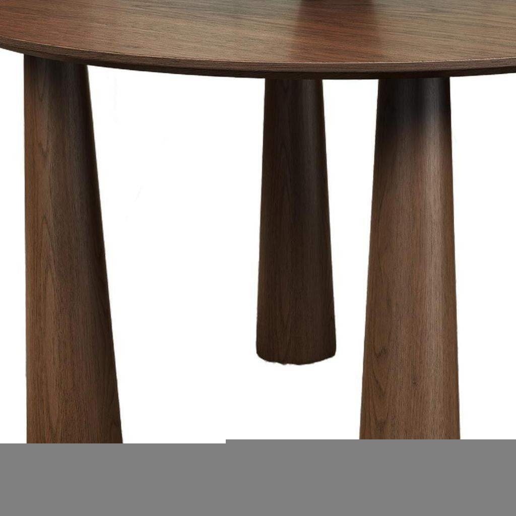 59" Walnut Wood Round Top Dining Table - HomeRoots - Flyclothing LLC