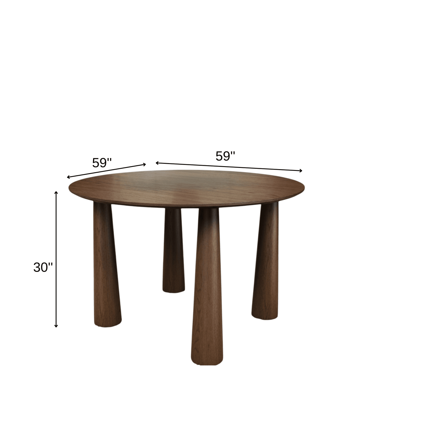 59" Walnut Wood Round Top Dining Table - HomeRoots - Flyclothing LLC
