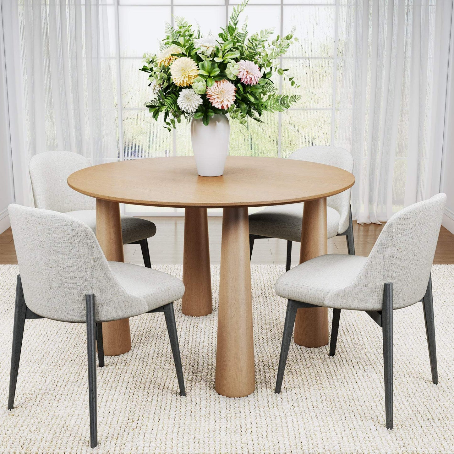 52" Natural Wood Round Top Dining Table - HomeRoots - Flyclothing LLC