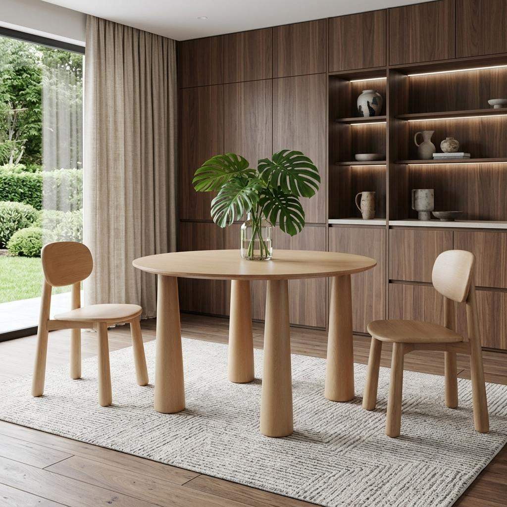 52" Natural Wood Round Top Dining Table - HomeRoots - Flyclothing LLC