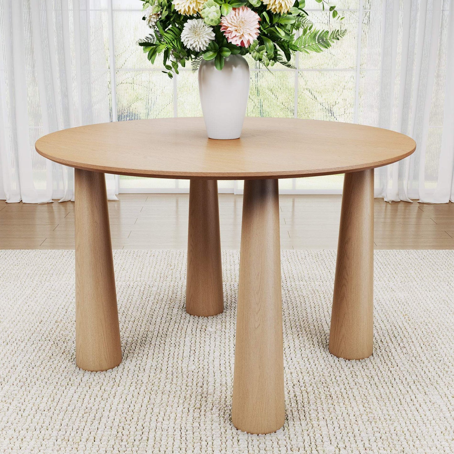 59" Natural Wood Round Top Dining Table - HomeRoots - Flyclothing LLC