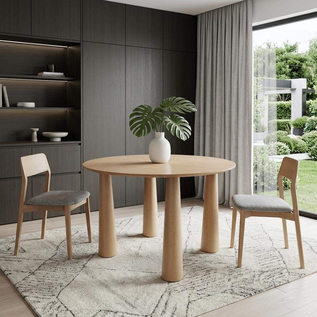 59" Natural Wood Round Top Dining Table - HomeRoots - Flyclothing LLC
