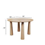 59" Natural Wood Round Top Dining Table - HomeRoots - Flyclothing LLC
