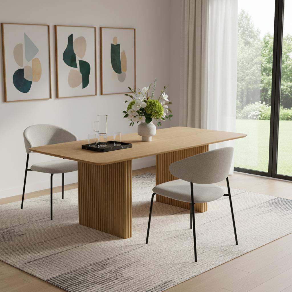 79" Natural Solid Wood Double Pedestal Base Square Dining Table - HomeRoots - Flyclothing LLC