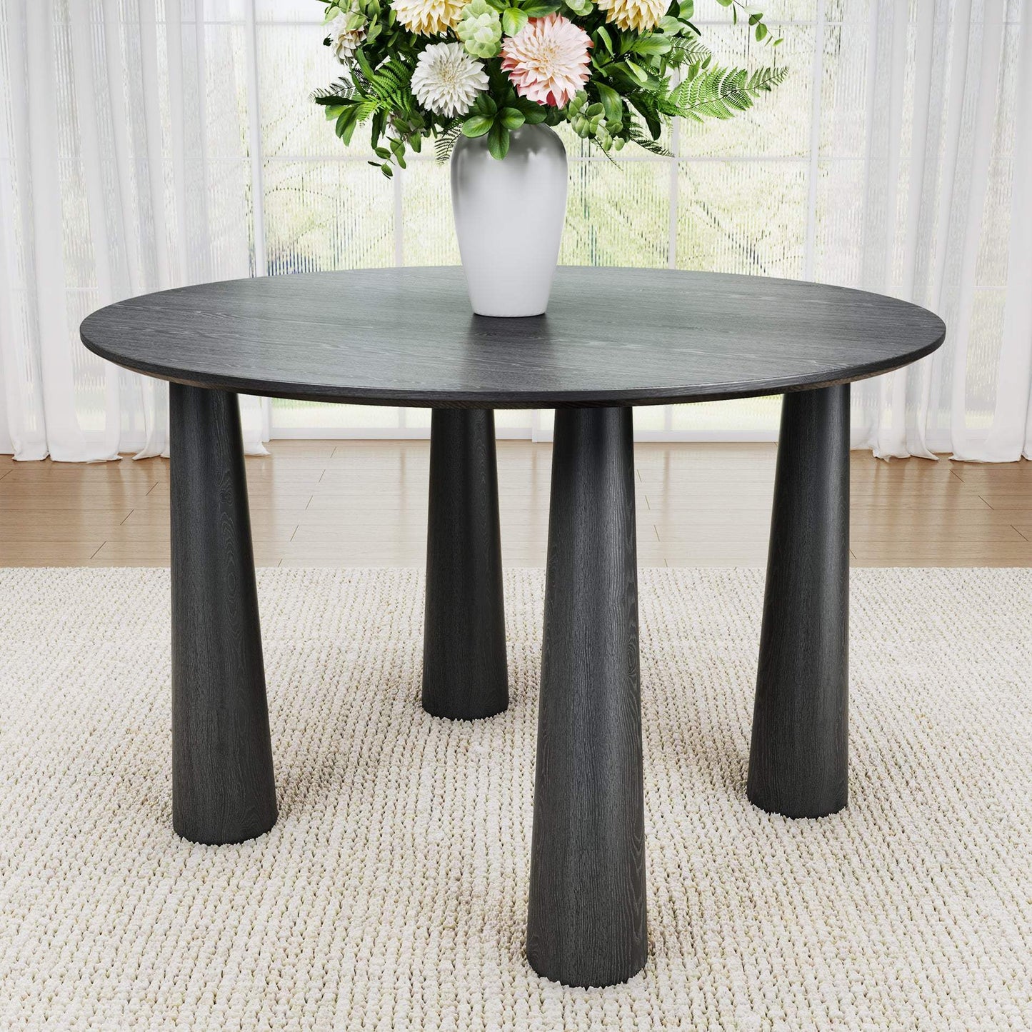 67" Black Solid Wood Oval Dining Table - HomeRoots - Flyclothing LLC