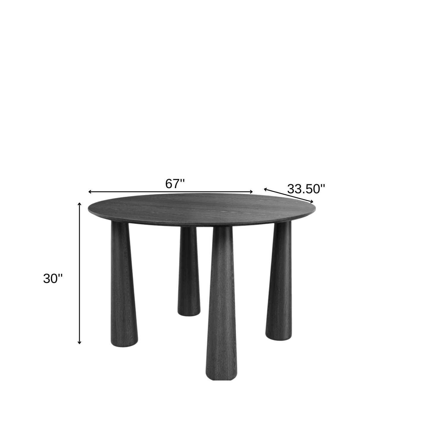 67" Black Solid Wood Oval Dining Table - HomeRoots - Flyclothing LLC