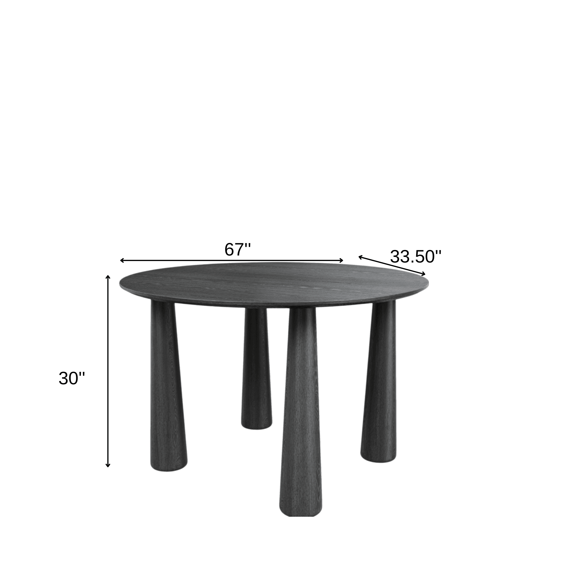 67" Black Solid Wood Oval Dining Table - HomeRoots - Flyclothing LLC