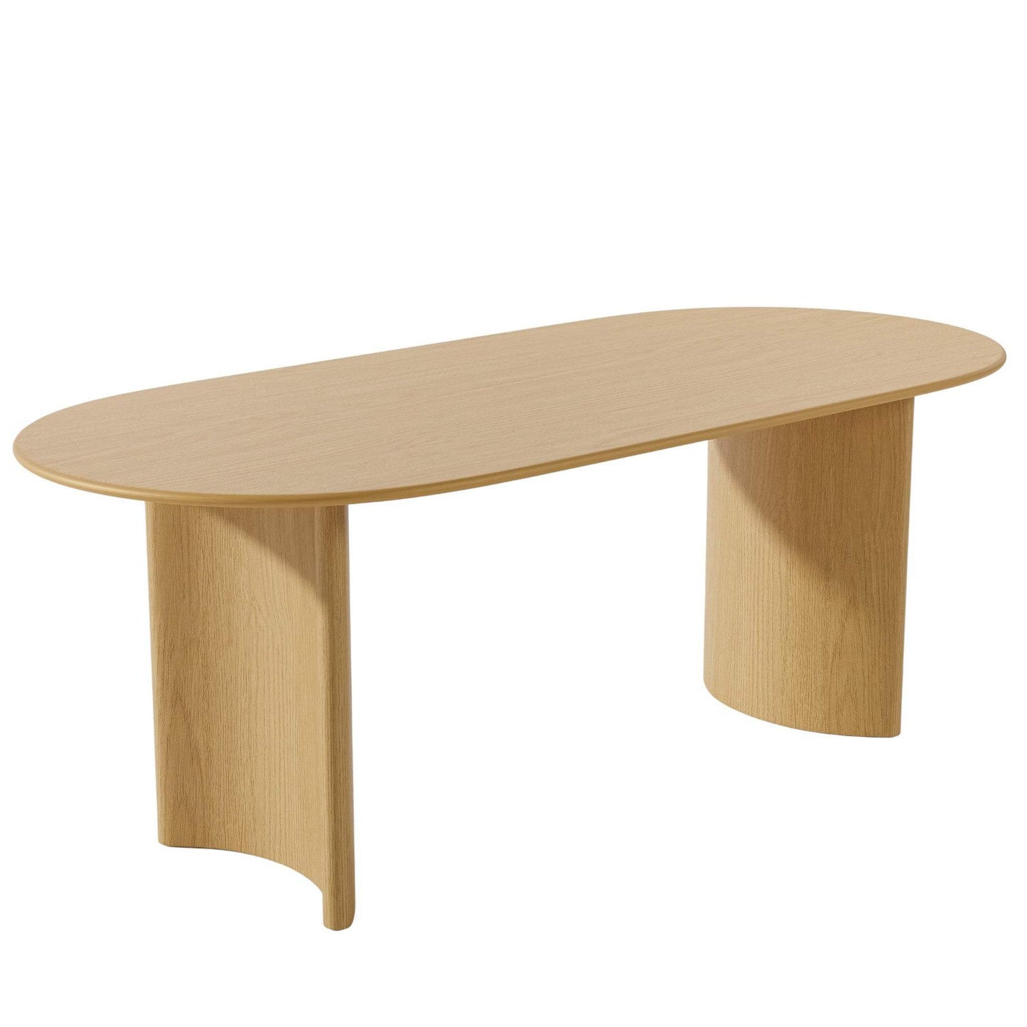 67" Natural Solid Wood Double Pedestal Base Oval Dining Table - HomeRoots - Flyclothing LLC