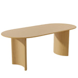67" Natural Solid Wood Double Pedestal Base Oval Dining Table - HomeRoots - Flyclothing LLC